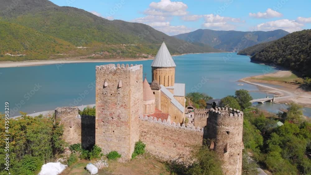 Aerial view of an Ananuri Fortress Complex in Georgia Aerial view of an Ananuri Fortress Complex in Georgia
