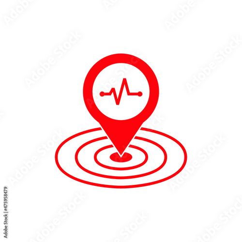 Earthquake location icon isolated of flat style design