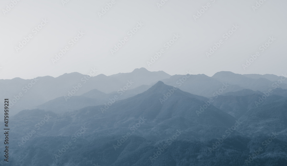 Fototapeta premium The mountain background of Oriental ink landscape painting.