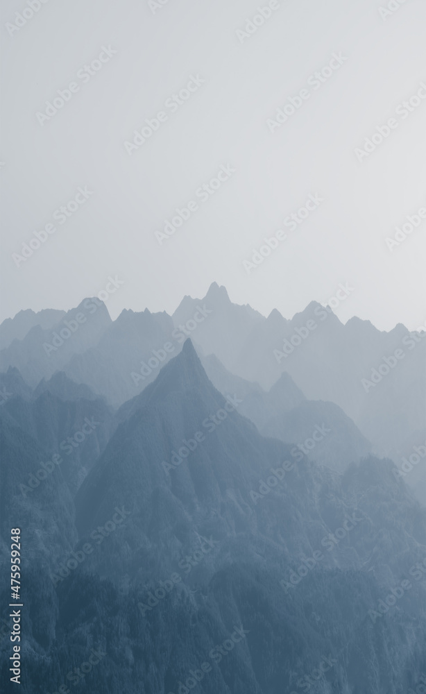 Fototapeta premium The mountain background of Oriental ink landscape painting.