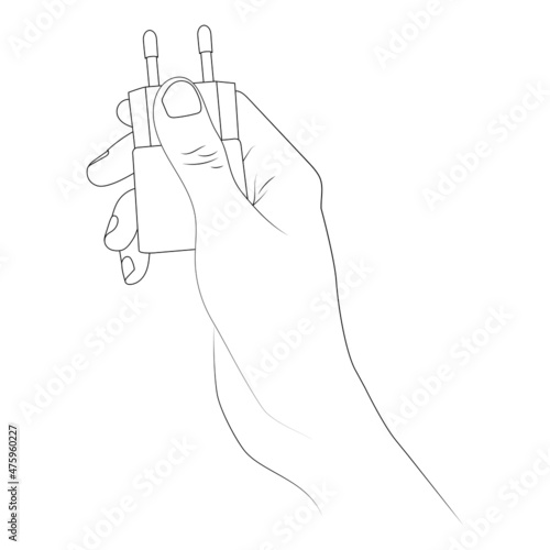 Mobile charger in hand vector illustration.