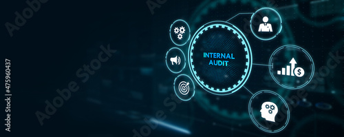 Business, Technology, Internet and network concept.  virtual screen of the future and sees the inscription: Internal audit 3d illustration