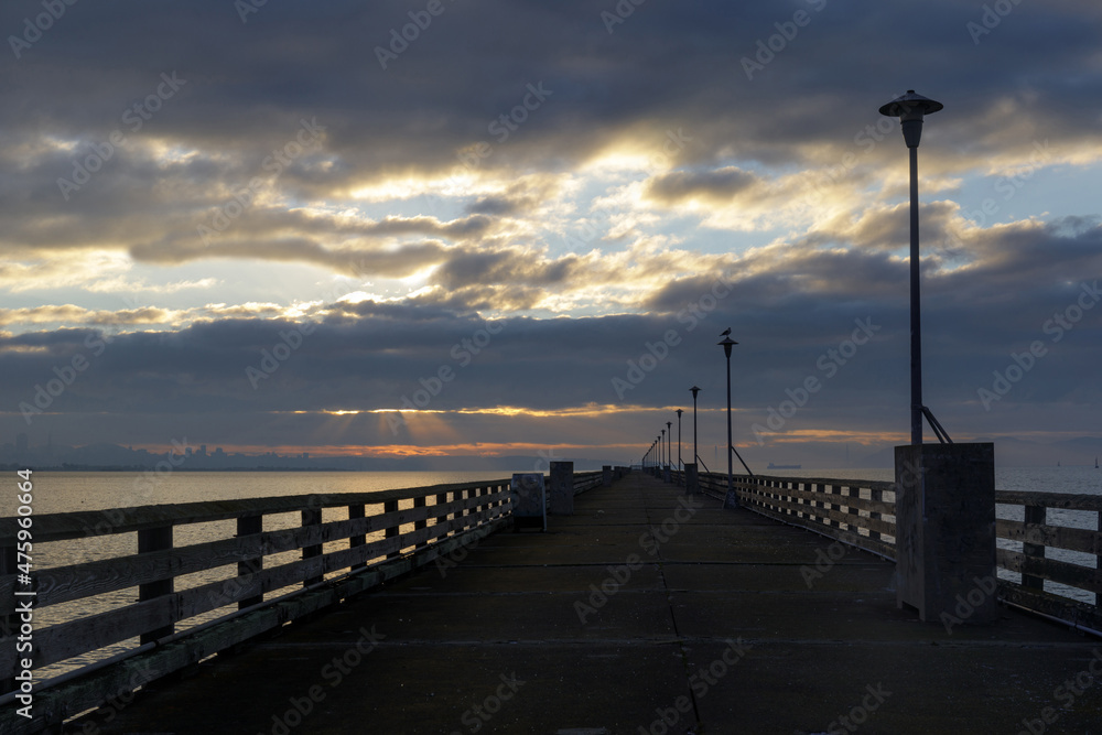 Sunset over the Berkeley Pier in Berkeley, CA. It was closed in 2015 after it was deemed unsafe.