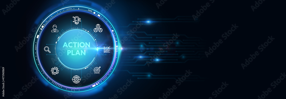 Business, Technology, Internet and network concept. Concept meaning proposed strategy or course of actions for certain time.3d illustration Business, Technology, Internet and network concept. Concept meaning proposed strategy or course of actions for certain time.3d illustration