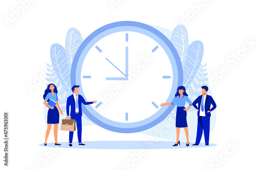 alarm clock rings on white background, concept of work time management, quick reaction awakening vector flat modern design illustration