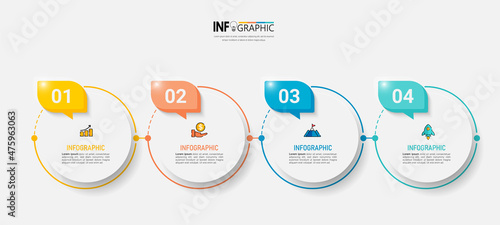 Circle infographic elements with 4 steps