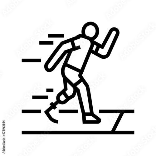 running runner handicapped athlete line icon vector. running runner handicapped athlete sign. isolated contour symbol black illustration