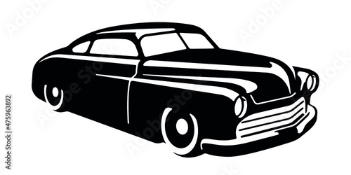 Tableau sur toile Vector layout of retro car. Hot rod silhouette