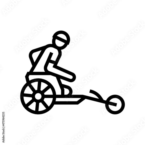 bicycle riding race handicapped athlete line icon vector. bicycle riding race handicapped athlete sign. isolated contour symbol black illustration
