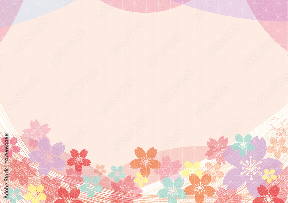 桜のカラフル和風背景素材 桜のカラフル和風背景素材