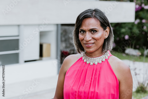 Latin transgender  woman portrait at the office terrace in Mexico Latin America photo
