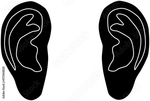 左右の耳のシルエット素材