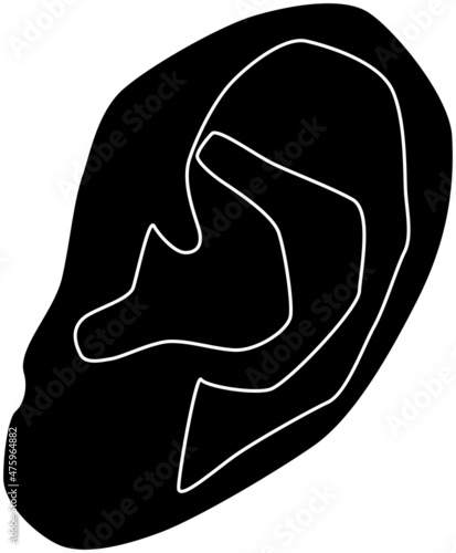 シンプルな大人の耳のシルエット