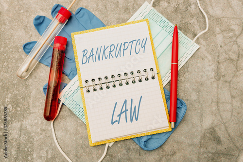 Photo Text caption presenting Bankruptcy Law