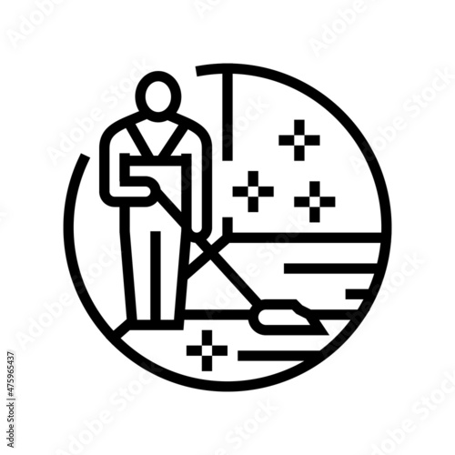 cleaning hardwood floor line icon vector. cleaning hardwood floor sign. isolated contour symbol black illustration