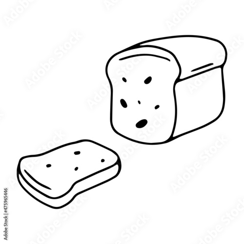 Sliced bread in doodle style. Isolated vector.