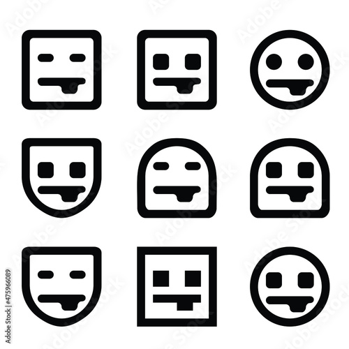 Set of tongue emoji emoticon Vector Illustration