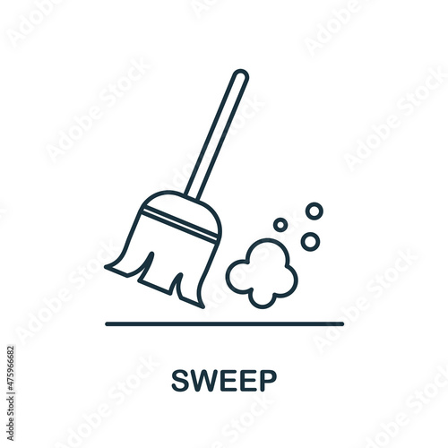Sweep icon. Line element from cleaning collection. Linear Sweep icon sign for web design, infographics and more.