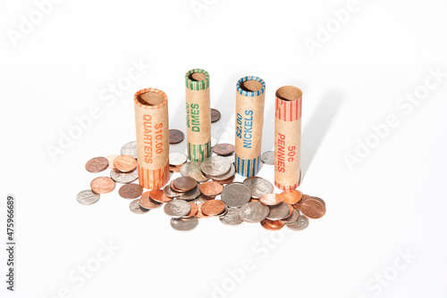 coins on white background