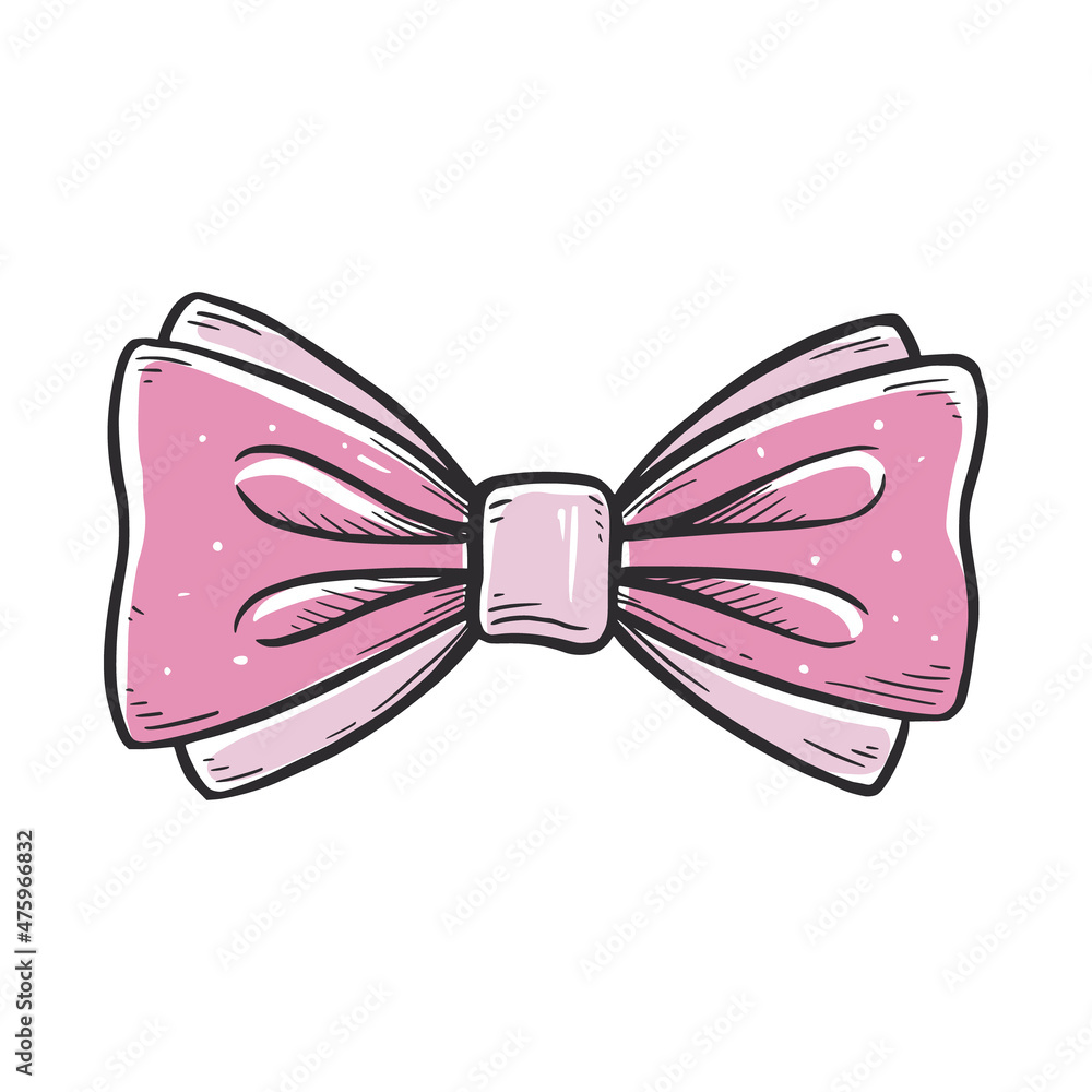 Tie bow color doodle sketch. Hand drawn sketch vintage ribbon neck bow for wedding, fashion element. Isolated vector illustration. Tie bow color doodle sketch. Hand drawn sketch vintage ribbon neck bow for wedding, fashion element. Isolated vector illustration.