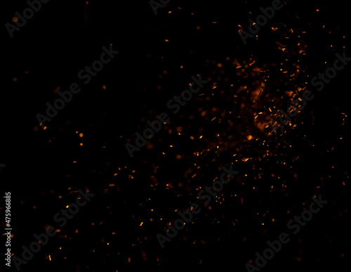 sparks from fire on a black background