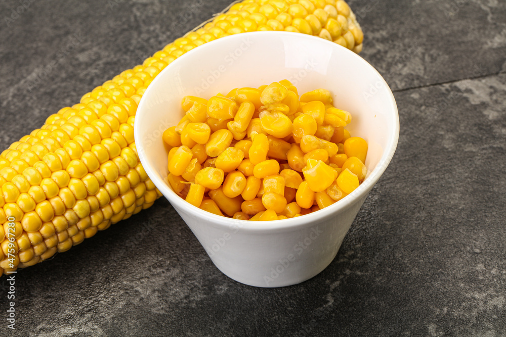 Sweet yellow corn in the bowl Sweet yellow corn in the bowl