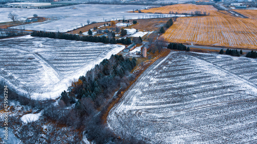 icy agricultural fields in winter