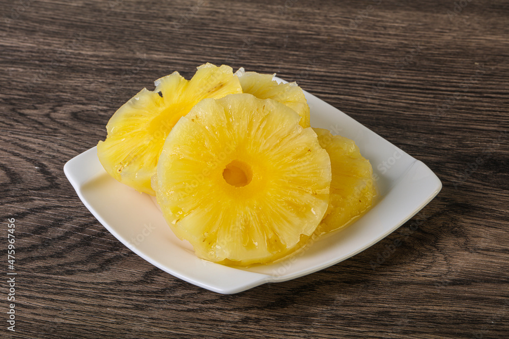 Sweet pineapple rings in the bowl Sweet pineapple rings in the bowl