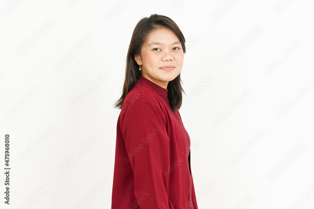 Beautiful Asian Woman Wearing Red Shirt Isolated On White Background Beautiful Asian Woman Wearing Red Shirt Isolated On White Background