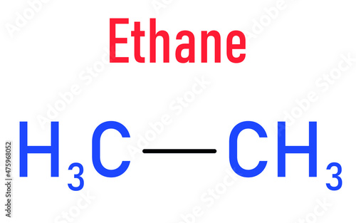 Ethane natural gas component molecule. Skeletal formula. photo