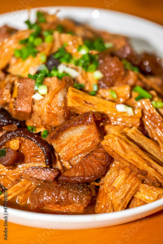 A delicious Chinese Cantonese dish, braised pork with yuba