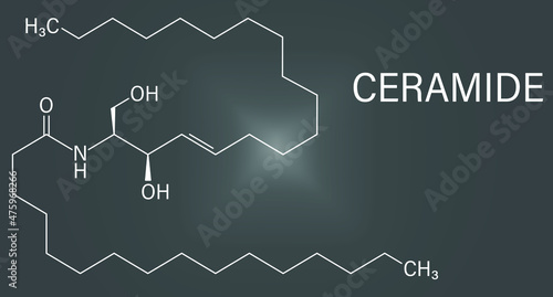 Ceramide cell membrane lipid molecule. Skeletal formula.