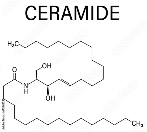 Ceramide cell membrane lipid molecule. Skeletal formula.