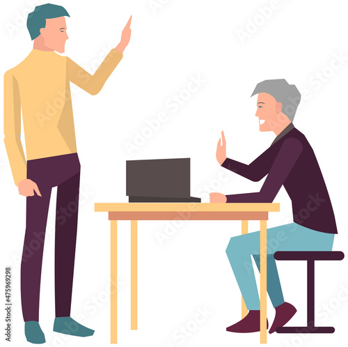 Businesspeople have project strategy planning meeting. Teamwork with business plan, creating new creative project. Meeting to discuss starting business. Colleagues discussing work in entrepreneurship