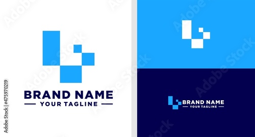 LETTER L LOGO DIGITAL MONOGRAM TECHNOLOGY EDITABLE