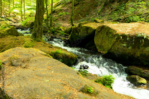 Wild and romantic Karlstal gorge in spring near Trippstadt Rhineland Palatinate  Germany