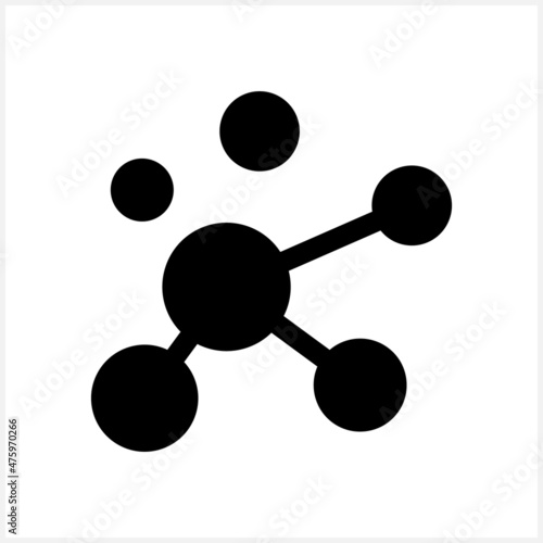 Molecule icon isolated. Atom or ion symbol. Stencil vector stock illustration. EPS 10