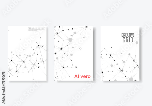 Abstract composition with connect dots and lines Business molecular atomic collection. A4 brochure title certificate, creative presentation. Polygonal shapes background