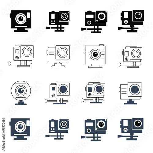 action camera icons set.action camera pack symbol vector elements for infographic web