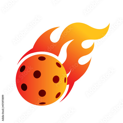 floorball ball on Fire logo vector Illustration logo icon  photo