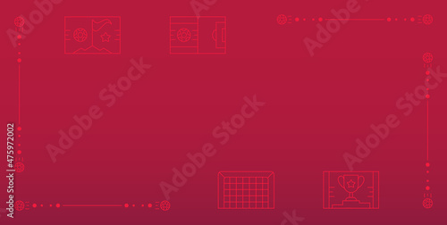 Qatar football competition in 2022 year vector. Burgundy soccer field this strips