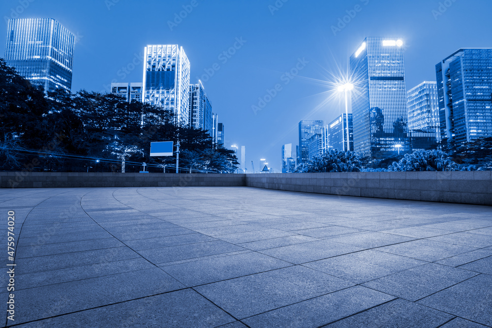 Fototapeta premium Panoramic skyline and modern commercial office buildings with empty square