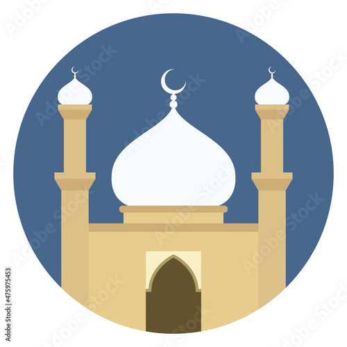 Flat color icon for mosque.