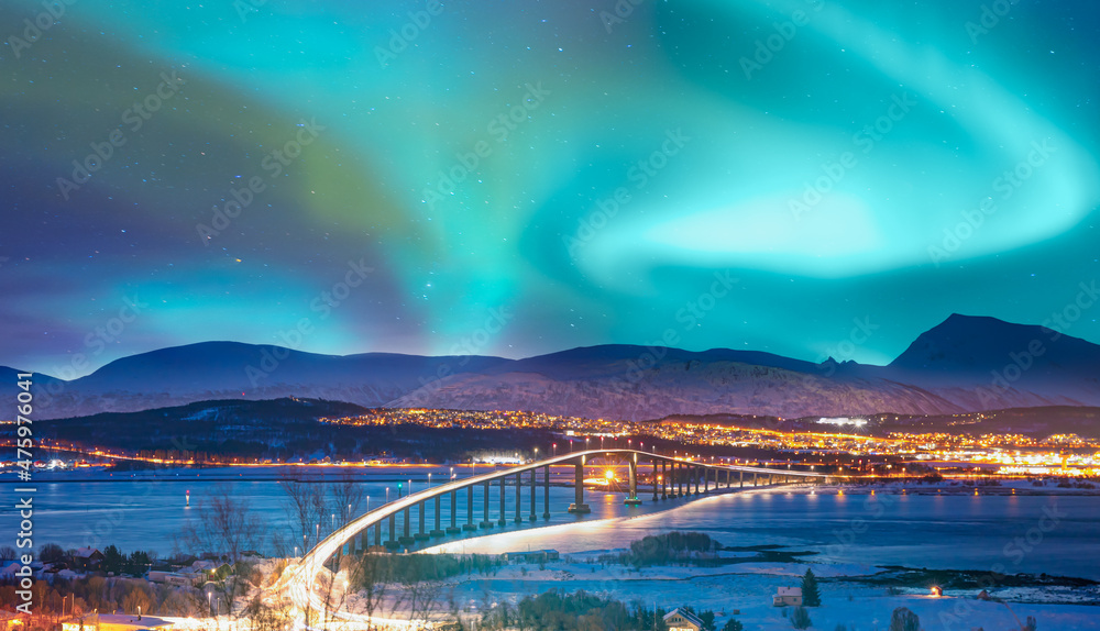 Aurora borealis - Northern lights in the sky over Tromso - Tromso, Norway