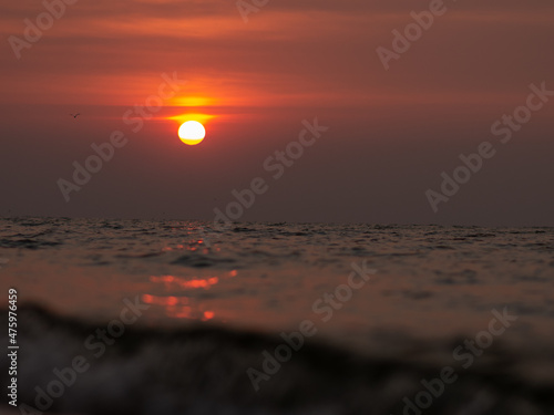 Beautiful sunset on a beach. Summer sunset.