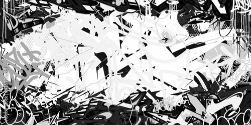 Black And White Abstract Hip Hop Street Art Graffiti Style Urban Calligraphy Vector Illustration Background Art