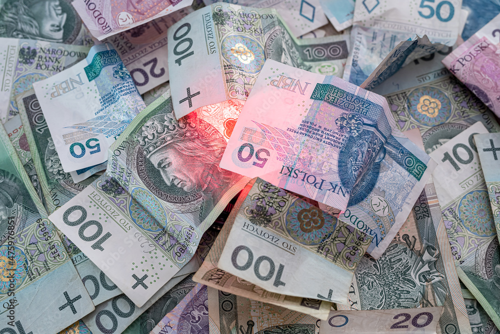 Obraz premium Background made from different poland money 10 20 50 100 pln zl zloty banknote