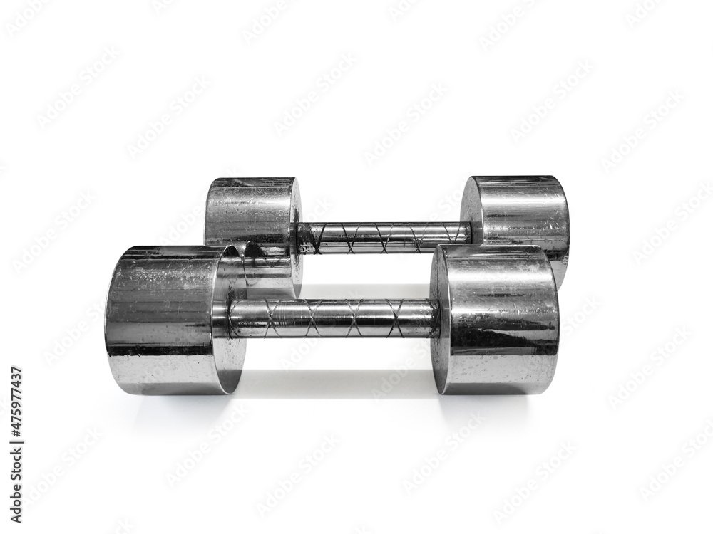 iron dumbbells on a white background iron dumbbells on a white background