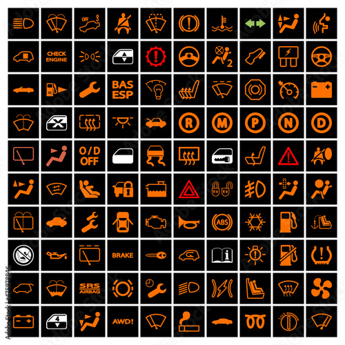 Car Dashboard Icons. illustration