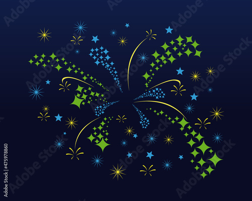 Fireworks vector illustration. Happy New Year. Graphic design for the decoration of gift certificates, banners and flyer. © winner creative